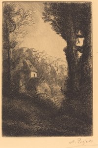 Boerderij op een Heuvel in Zonlicht (La ferme du coteau; Effet de soleil sur le coteau) door Alphonse Legros