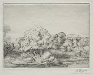Dorp bij het meer (Hameau près du Lac) door Alphonse Legros