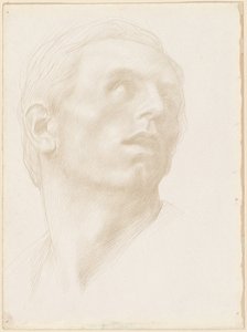 Hoofd van een Man die naar Rechts Kijkt door Alphonse Legros