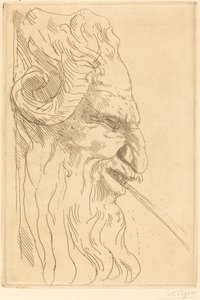 Hoofd van een sater door Alphonse Legros