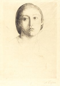 Hoofd van een jong meisje door Alphonse Legros