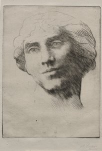 Hoofd van een Jonge Vrouw door Alphonse Legros