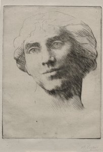Hoofd van een jonge vrouw door Alphonse Legros