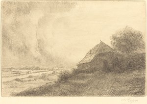 Hut op een Heuvel Masure sur la colline door Alphonse Legros