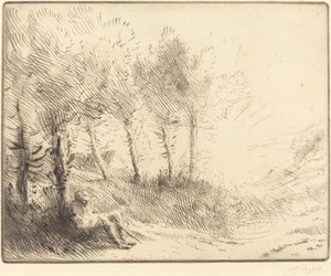 Landschap door Alphonse Legros