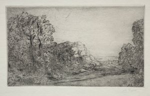Landschap: Zonsopgang door Alphonse Legros