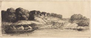 Landschap met boot, 1e plaat door Alphonse Legros