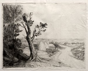 Landschap met Strobalen door Alphonse Legros
