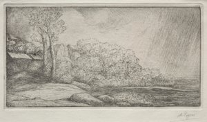 Landschap met Twee Bomen door Alphonse Legros