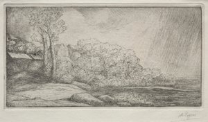 Landschap met Twee Bomen door Alphonse Legros