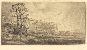 Landschap met twee bomen door Alphonse Legros