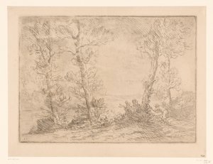Landschap met visser door Alphonse Legros