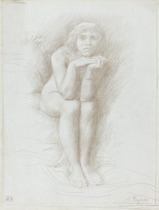 Naaktmodel zittend door Alphonse Legros