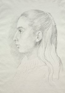 Portret van juffrouw Nora E. Legros door Alphonse Legros