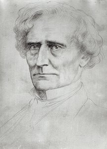 Portret van Hector Berlioz (1803-69) (pen en inkt op papier) door Alphonse Legros