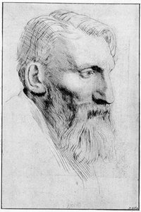 Portret van de Franse beeldhouwer Auguste Rodin (1840 - 1917) na een sterke water van Legros