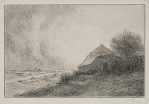 Vervallen huis op een heuvel door Alphonse Legros