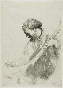 De contrabassist door Alphonse Legros