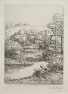 De Wasplaats, genaamd De Wasvrouwen door Alphonse Legros