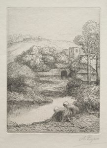 De Wasplaats, genaamd De Wasvrouwen door Alphonse Legros