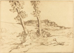 Reiziger liggend op het gras door Alphonse Legros