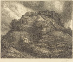 Dorp van Saint-Pierre tijdens een Storm door Alphonse Legros