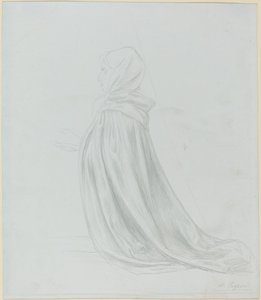Vrouw in een mantel door Alphonse Legros