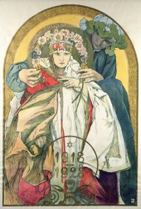 10e Verjaardag van de Onafhankelijkheid van de Republiek Tsjechoslowakije door Alphonse Marie Mucha