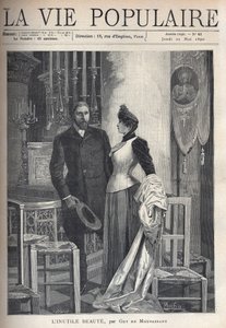 In een kerk staat een mooi en elegant paar op tussen kaarsen en bidt tot God. Illustratie door Alfons Maria Mucha (Alphonse Marie Mucha) door Alphonse Mucha