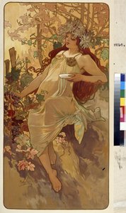 De herfst (serie allegorie over de vier seizoenen) door Alphonse Marie Mucha