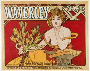 Poster die Waverley-fietsen adverteert door Alphonse Mucha