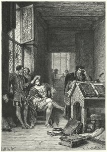 Francis I van Frankrijk met de drukker en geleerde Robert Estienne door Alphonse Marie de (after) Neuville