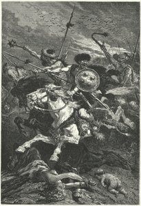 Hunnen aanvallen in de Slag bij Chalons, 451