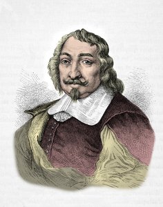 Portret van Samuel de Champlain (Gravure)