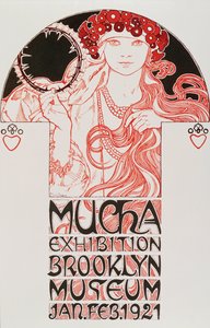 Reclameposter door Alphonse Mucha voor de Mucha-tentoonstelling in het Brooklyn Museum, 1921