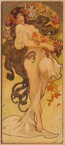 Herfst uit de serie Les Saisons, ca. 1900 door Alphonse Mucha