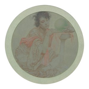 Waarzegster met Kristallen Bol door Alphonse Mucha