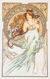 La Musica Uit de serie De Kunsten door Alphonse Mucha
