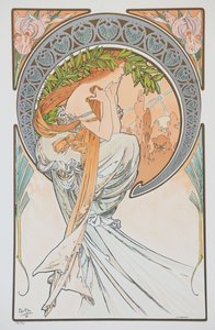 La Poesia Uit de serie De Kunsten, 1898 door Alphonse Mucha