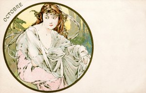 Oktober, 1900 door Alphonse Mucha