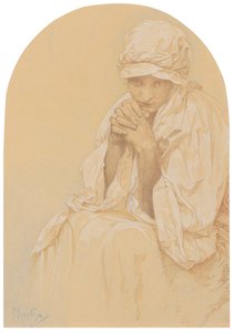 Portret van Jaroslava, de dochter van de kunstenaar, c. 1924 door Alphonse Mucha