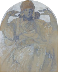 Portret van de dochter van de kunstenaar, Jaroslava, ca. 1924 door Alphonse Mucha