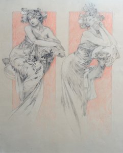 Voorstudie voor plaat 12 door Alphonse Mucha