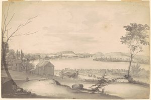 Studie voor "Uitzicht op Springfield aan de Connecticut Rivier" door Alvan T. Fisher