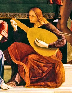 Detail van het altaarstuk van St. Ambrosius door Alvise and Basaiti Marco Vivarini