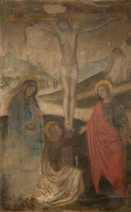 De Kruisiging met Maagd, St. Johannes en Magdalena, 1470-1523 door Ambrogio Bergognone