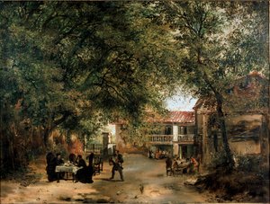 Uitzicht op de herberg van Cazzuola buiten de Vittoria-poort, Milaan door Ambrogio Fermini
