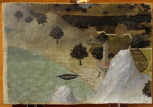 Een kasteel aan een meer door Ambrogio Lorenzetti