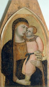 Madonna en Kind, detail van drieluik met Madonna en Kind met Maria Magdalena en Sint Dorothea door Ambrogio Lorenzetti (1290-ca 1348) door Ambrogio Lorenzetti