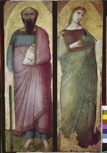 Sint Paulus en een heilige martelaarschap, detail van een polyptiek door Ambrogio Lorenzetti
